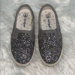 Cat &Jack Silver Glitter Slip On Shoes